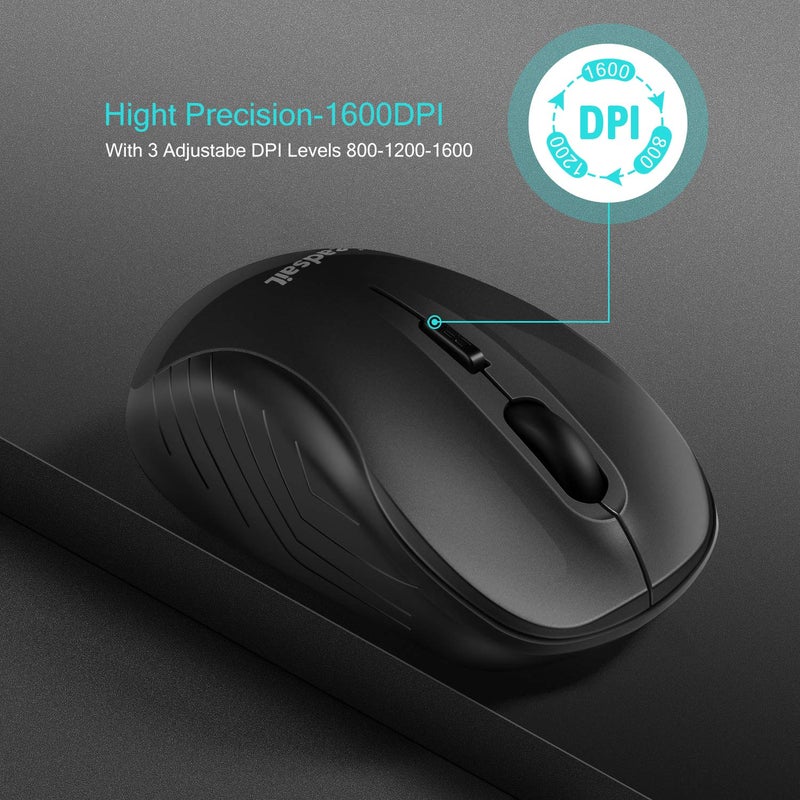 LeadsaiL Wireless Mouse Silent 2.4G USB Computer Compact Optical Cordless Mini Quiet Mice, Noiseless, 4 Buttons, 3 Adjustable DPI Mobile for PC/Laptop/Windows/Mac/Linux - Image 4